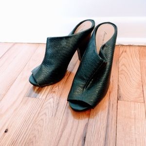 American eagle faux leather heeled sandal mules.  Size 7.5. Mild wear shown